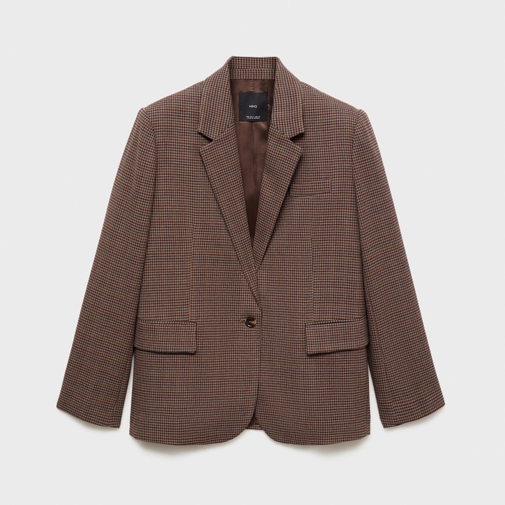 Mango Houndstooth Brown Blazer
